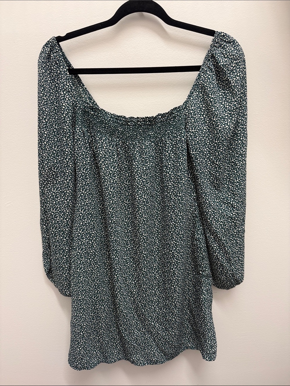 Abercrombie & Fitch long sleeve green floral mini dress, small - Picture 2 of 8